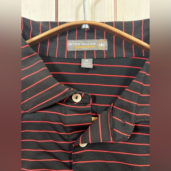 Peter Millar Black/Red Polo w/ Valhalla Golf Club Embroidered Logo- Size XL - Picture 3 of 9